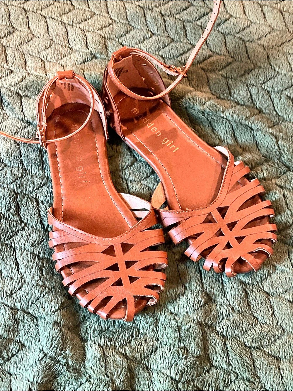 Madden Girl Strappy Flat Sandals in Brown
